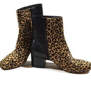 Donald J. Pliner Cindee Leopard Print Ankle Booties Block Heel Size 6 NWT
